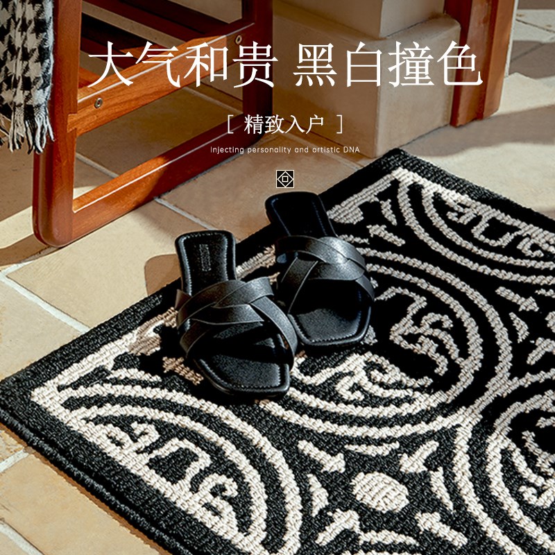 高档入户地垫家用地毯防滑玄关脚垫仿羊毛别墅客厅地毯轻奢门口垫