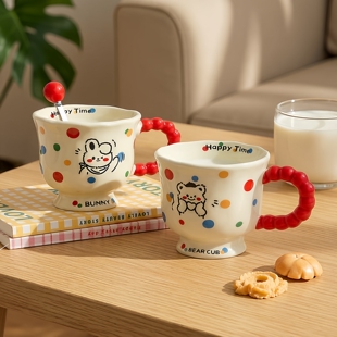 创意ins可爱卡通陶瓷马克杯高颜值男女生家用咖啡杯情侣水杯送礼
