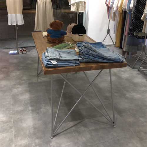 美式服装店展示桌装饰台包包鞋架流水台实木长方形简约中岛长条桌