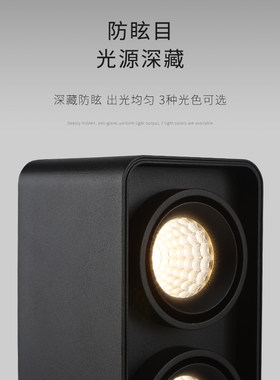 罗曼时光方形LED双头明装筒灯吸顶灯 无主灯照明设计 可调色温射