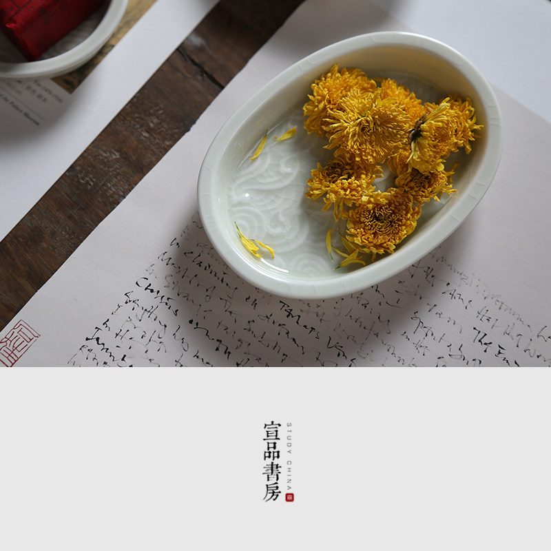 景德镇陶瓷墨碟墨盘学生初学者毛笔书法国画小墨蝶笔舔多功能砚台