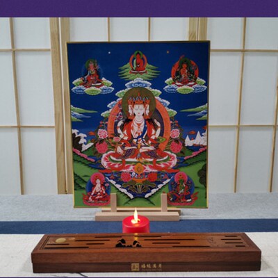 2023本命年兔年礼物文殊描画不空羂索观世音菩萨摩诃萨色纸画像