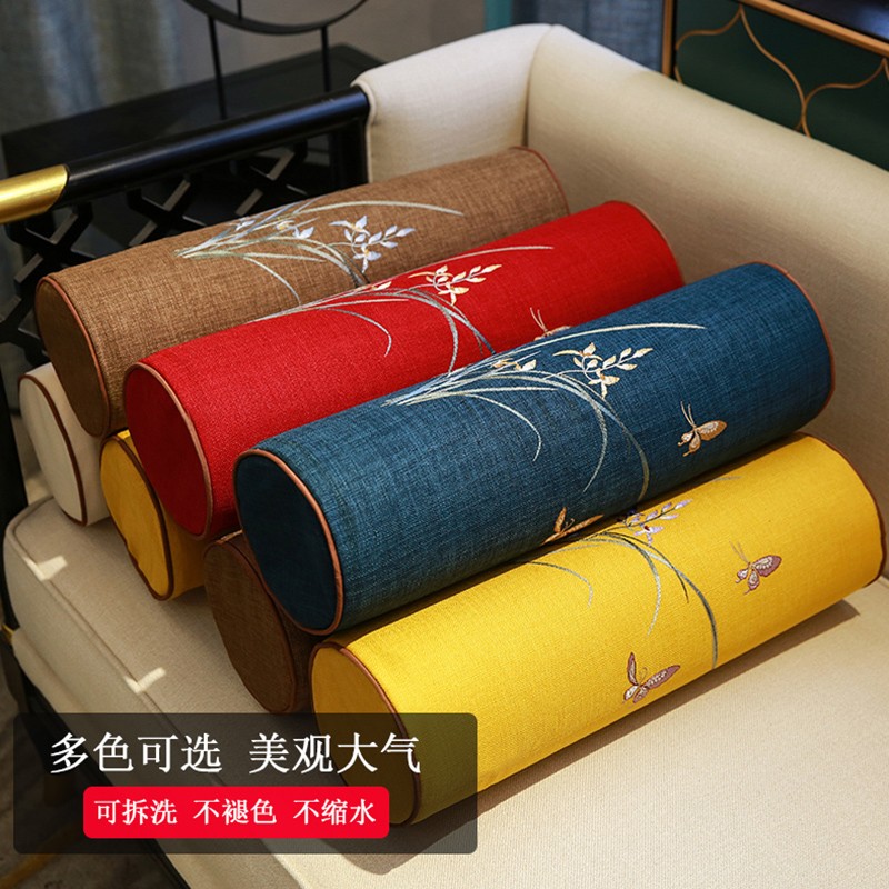 沙发扶手枕新中式罗汉床两边圆柱形枕飘窗垫圆枕中国风糖果枕含芯