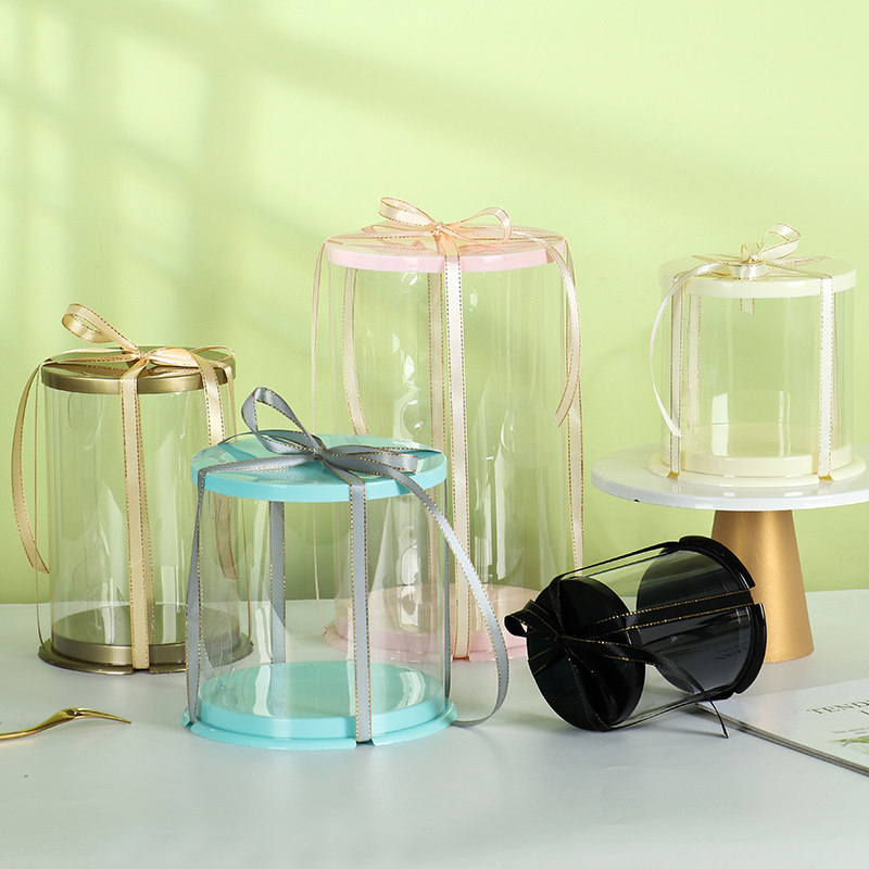 网红圆形蛋糕盒透明 2/3/4/5寸加高慕斯甜品小西点法式烘焙包装盒