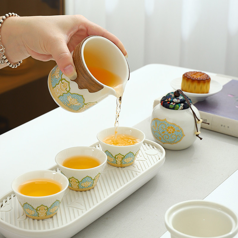 旅行功夫茶具套装家用简约陶瓷茶壶茶杯办公室户外喝茶泡茶器茶盘