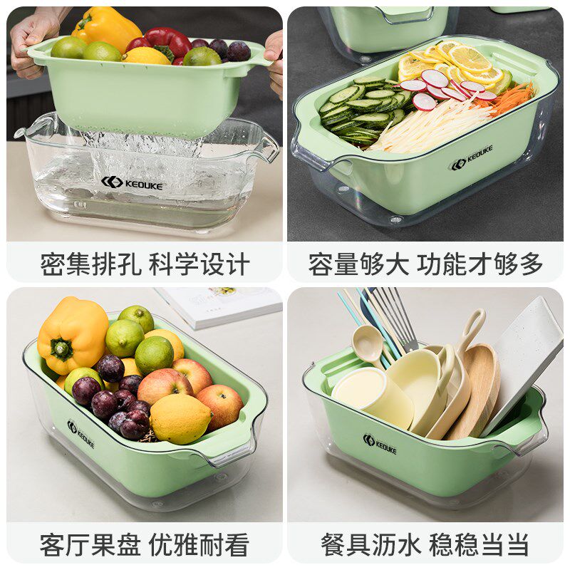 多功能切菜神器家用不锈钢土豆切丝刨擦丝厨房双层沥水篮洗菜盆