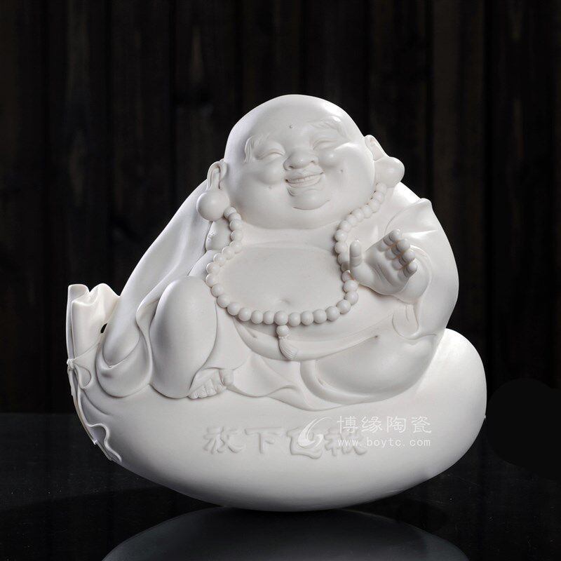 放下包袱 不倒翁弥勒笑佛摆件 德化白瓷个性弥勒家居装饰工艺品