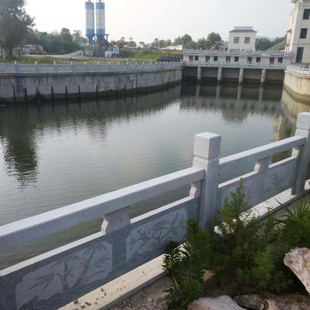 花岗岩河道桥梁护栏麻石浮雕栏杆户外庭院围栏线雕大理石栏板石材