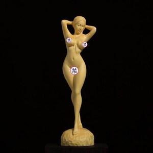 黄杨木雕刻美女人物性感女神工艺品摆件实木家居中式艺术装饰礼品