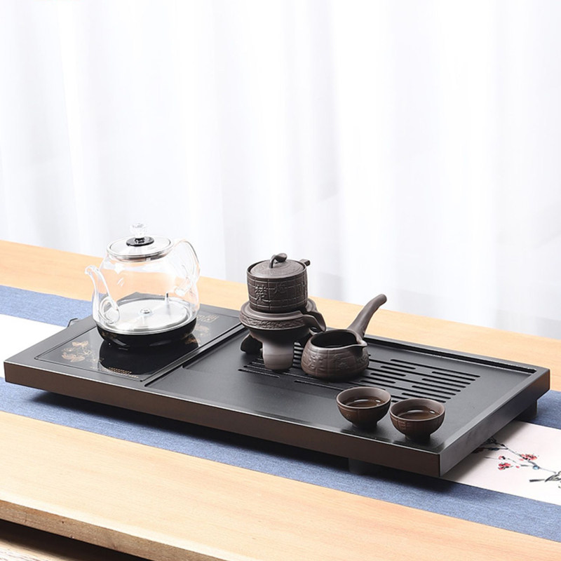 茶具茶盘家用小茶台储水式全自动一体电磁炉天然乌金石茶托盘茶海