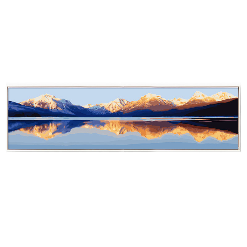自油自画 数字油画diy大幅客厅卧室风景手工绘填色油彩画日照金山