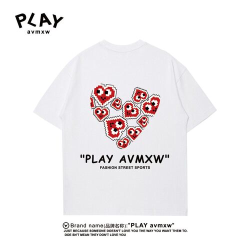 PLAYAVMXW纯棉t爱心刺绣T恤男女
