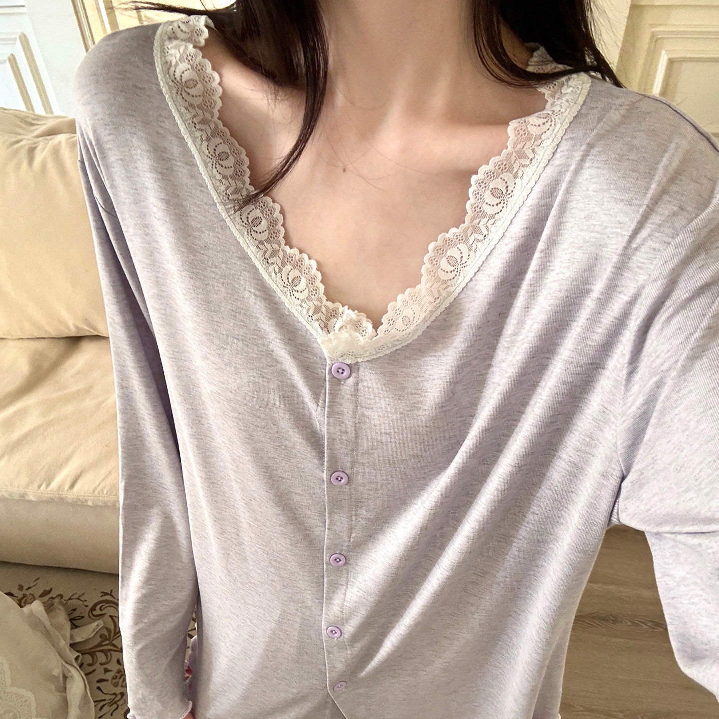 睡衣女新款春秋季彩棉花