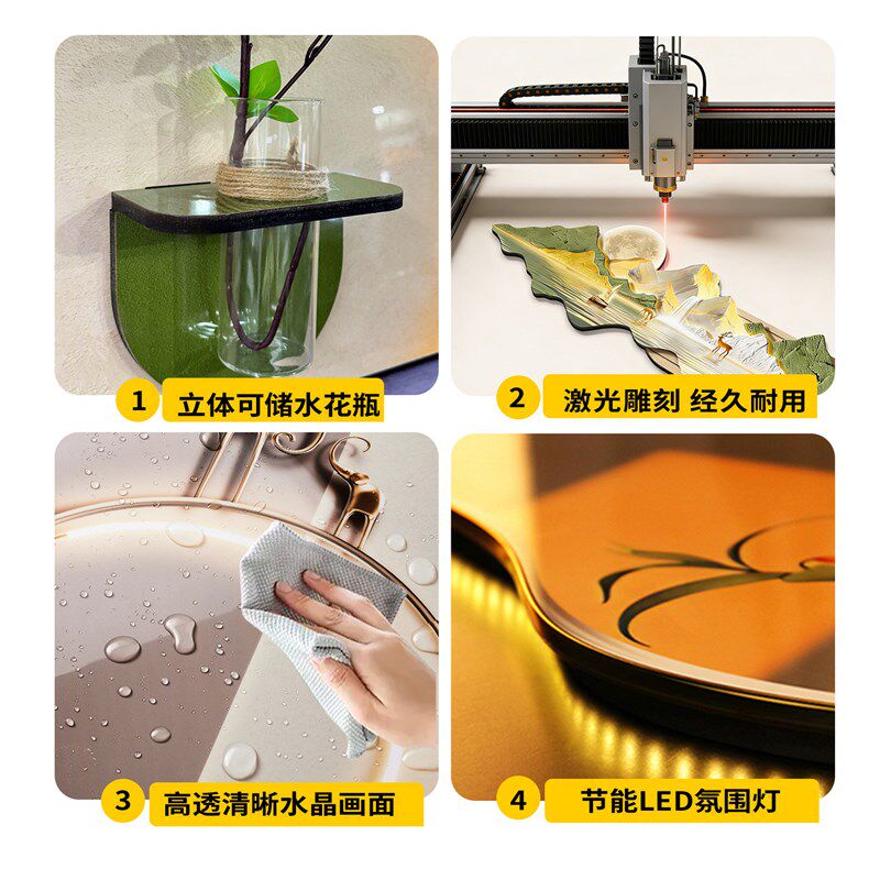 现代简约水培画客厅装饰画高级感绿植创意diy沙发墙上带花瓶挂画
