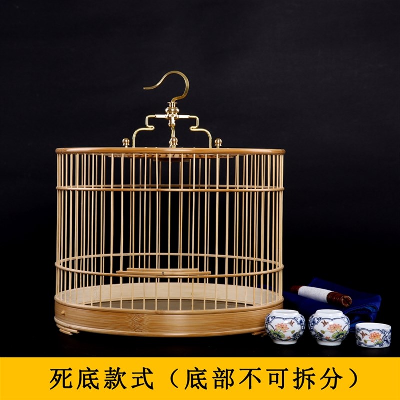 圆形抽屉鸟笼鸟笼精品笼绣眼黄雀芙蓉靛颏玉鸟文鸟春暖竹制品