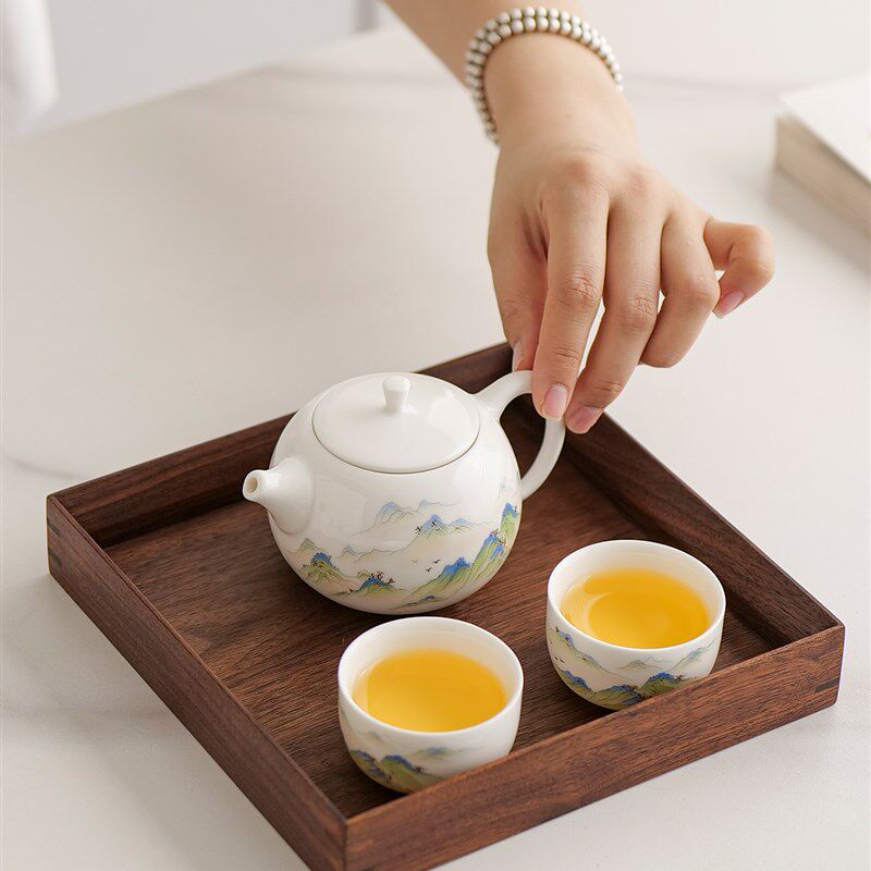羊脂玉白瓷茶壶家用中式陶瓷西施壶功夫泡茶壶一人用茶具单壶茶杯