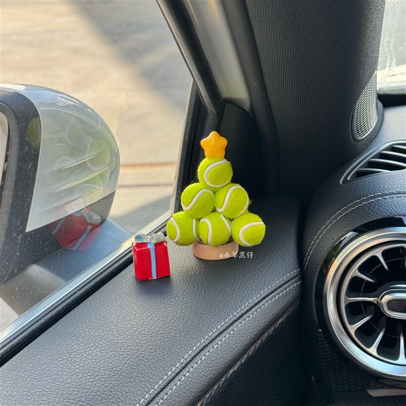 小羊羔仔 原创迷你网球圣诞树摆件圣诞礼物桌面车载创意装饰礼盒