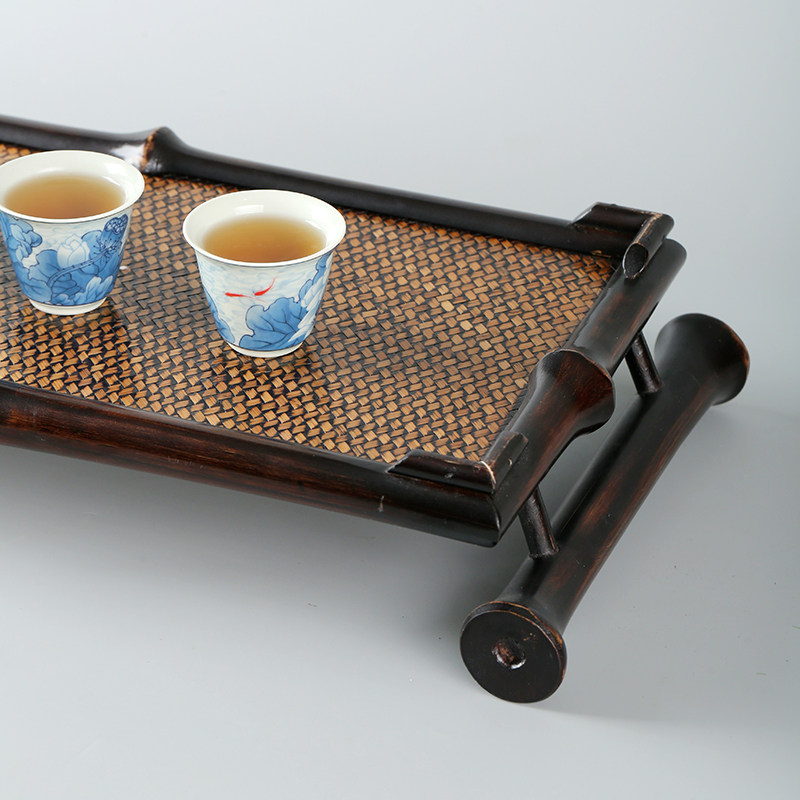 新中式茶盘家用茶席盘托盘大竹编小茶盘干泡盘茶台奉茶盘茶具收纳