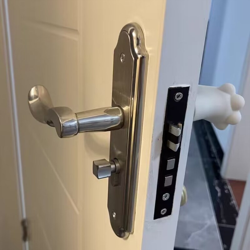 卧室门锁家用通用型室内房间门锁老式门把手黑色锁具静音旧门换锁