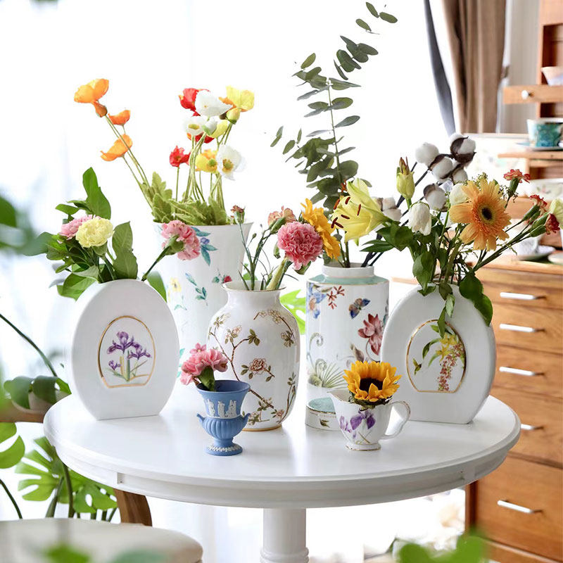 陶瓷小花瓶家居装饰餐桌面摆件插花干花瓶中式客厅玄关高档工艺品