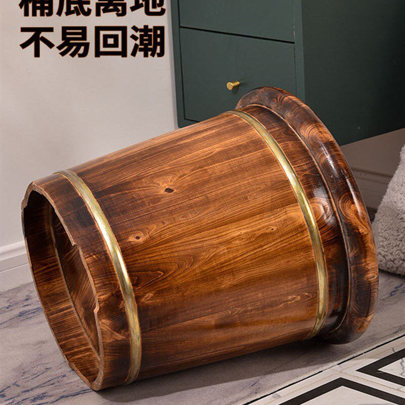 成都实木洗脚盆家用泡脚桶香柏木足浴桶木质泡脚木盆洗脚店40厘米