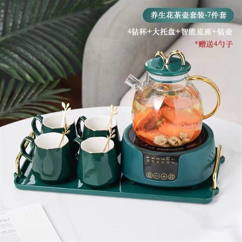 欧式高端轻奢水杯套装养生茶壶套杯家用客厅陶瓷杯子加热水壶杯具