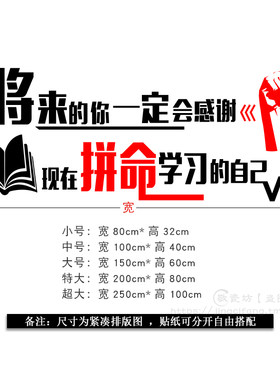 教室布置装饰励志墙贴将来的你一定会感谢现在班级文化标语贴纸画