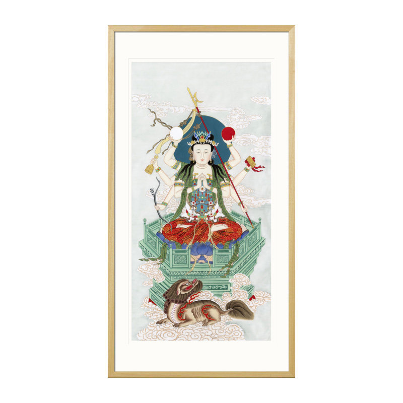 工笔人物国画斗姆元君画像玄关书房水陆画新中式卷轴画框装饰挂画