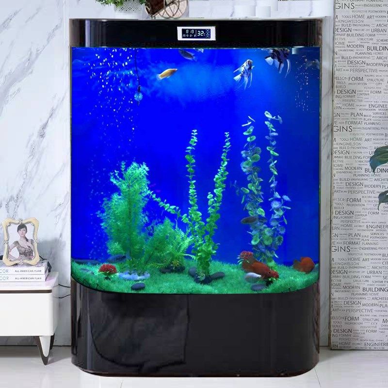 鱼缸客厅2023新款浮法玻璃智能轻奢客厅家用靠墙落地水族箱免换水