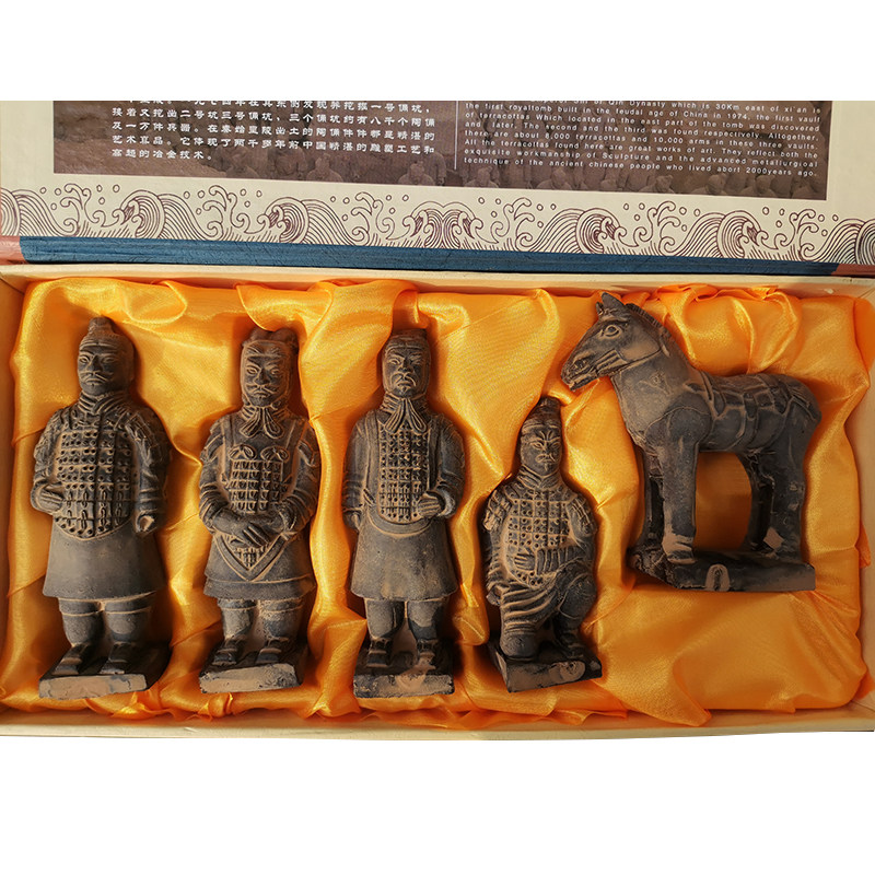 兵马俑将军摆件套装西安旅游纪念品秦俑特色工艺品五件套礼品
