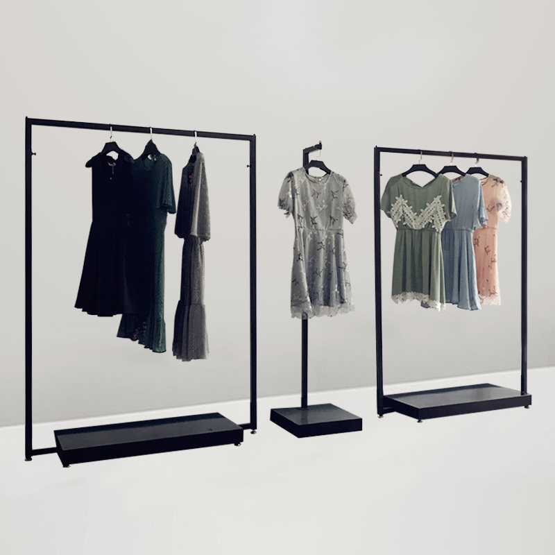 简约衣服架子服装店展示架落地式女装店复古服装架侧挂架简易货架