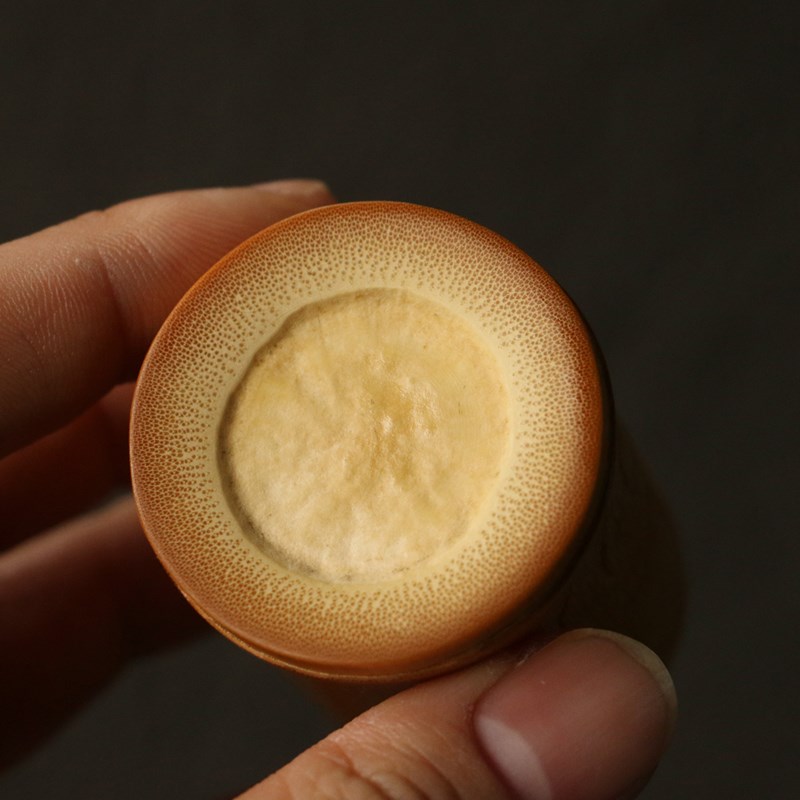 精品纯手工雕刻山水风光图老玉竹盖置竹雕把玩小件茶具茶道茶宠
