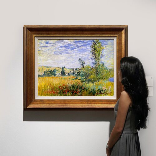 风色郊外花树莫奈印象派风景装饰画复古欧式美式餐厅挂画客厅油画