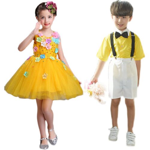 六一儿童演出服幼儿园舞蹈服女童蓬蓬纱裙男女童蝴蝶连衣裙表演服