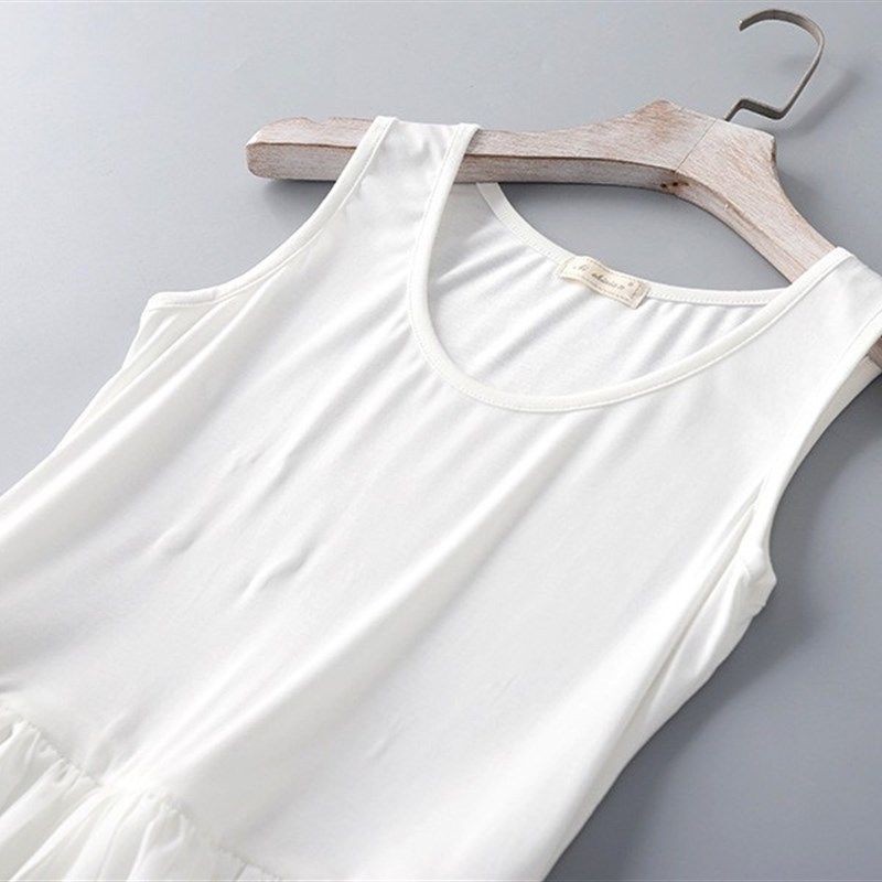 白色连衣裙2021新款秋冬装黑色背心吊带长裙内搭雪纺百褶打底裙女