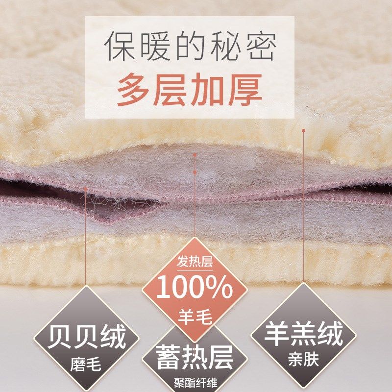 羊羔绒保暖裤女内穿秋冬季加绒加厚羊毛打底秋裤德绒大码棉毛裤