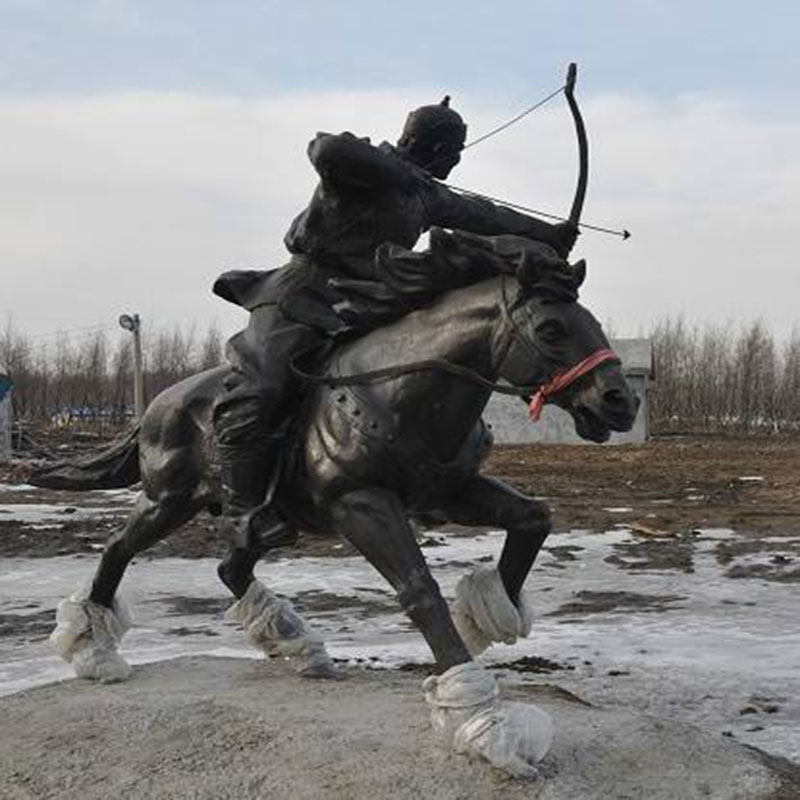 石膏蒙古少数民族雕像定制人物骑马拉车赶牛士兵雕塑订做黄铜摆件