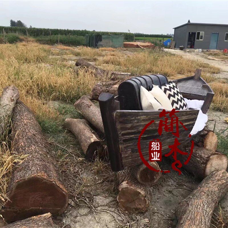 木船室内沙发船仿古做旧船木头船景观船商场装饰船客厅摆放道具船