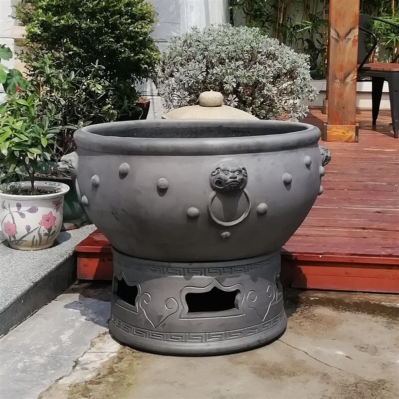 超大鱼缸泥盆陶瓷鱼缸养金鱼缸乌龟缸荷花缸睡莲缸虎头盆直径80cm