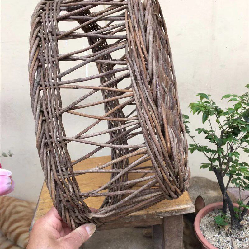 纯手工编织收纳筐镂空藤编篮子藤条篮仿古老式桌面收纳篮筐大花篮