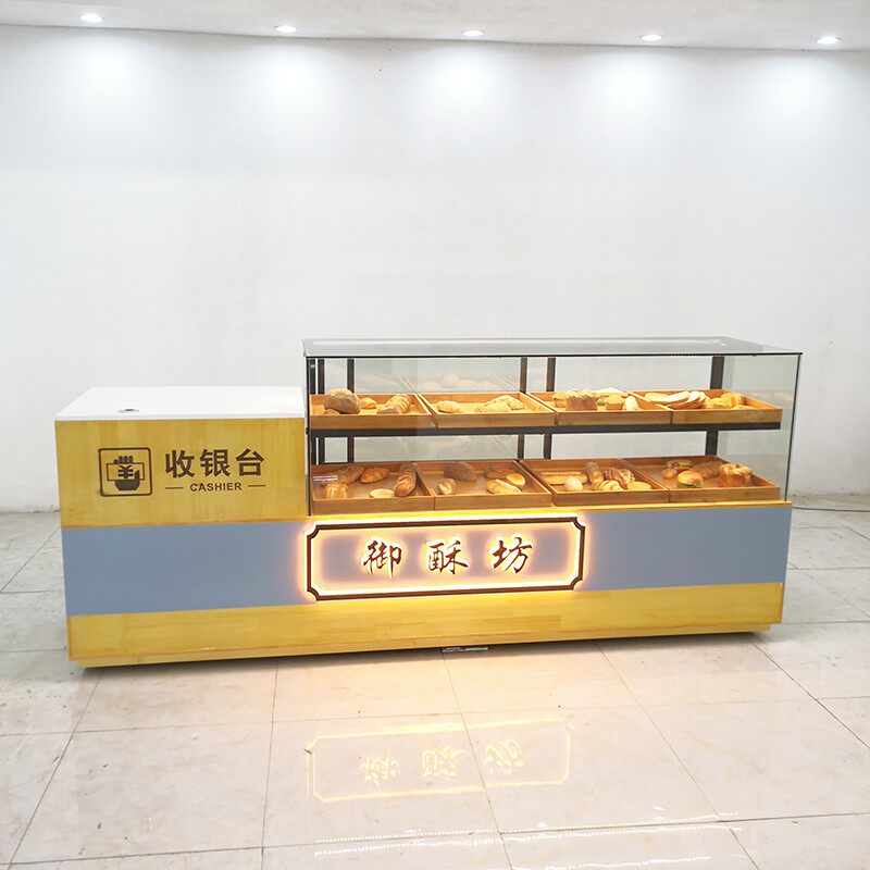 转角面包柜展示柜糕点柜桃酥柜拐角弧形L型宫廷点心玻璃烘焙 实木