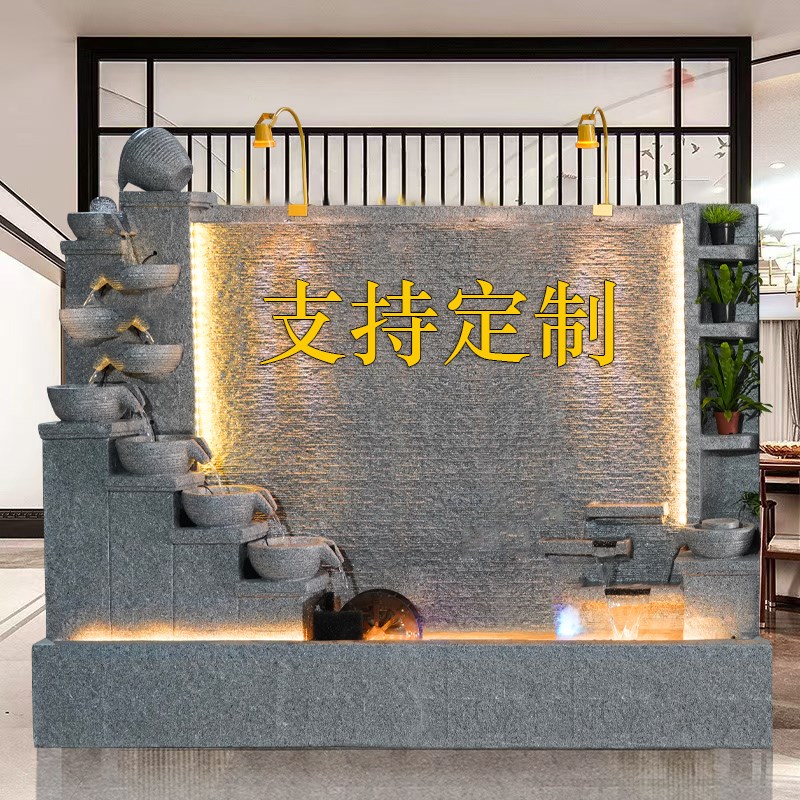水幕墙屏风流水摆件别墅庭院假山鱼池喷泉办公室加湿器造景观装饰