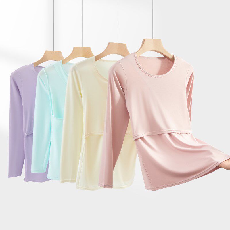 哺乳秋衣春夏季孕妇秋衣产后喂奶衣薄款月子服打底上衣家居服睡衣
