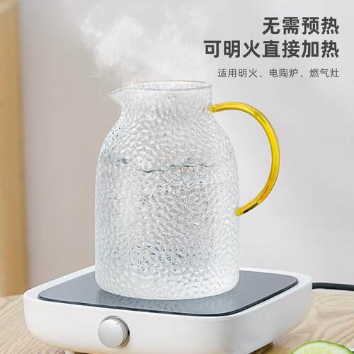 冷水壶玻璃耐高温防摔家用大容量高硼硅玻璃泡果茶壶凉水壶套装