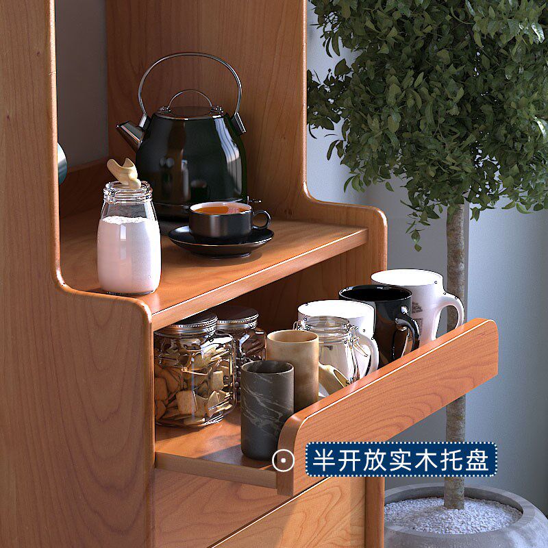 北欧餐边柜现代简约全实木小户型整装大容量电视边柜樱桃木茶水柜