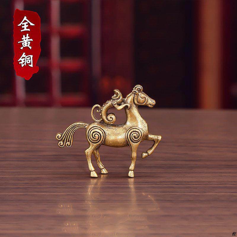 黄铜招财马上封侯马上发财创意铜雕工艺品茶宠摆饰文玩办公桌摆件