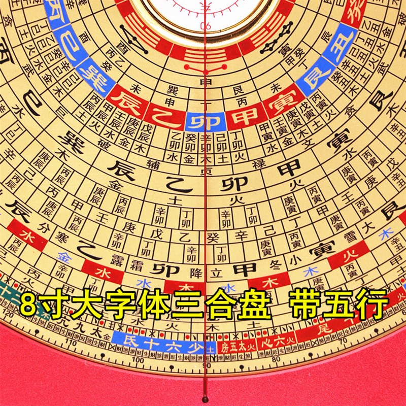 懿福堂8寸24层三合盘八面激光风水罗盘高精度罗经仪送罗盘三脚架
