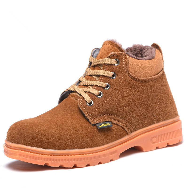 电焊工劳保鞋男牛筋底冬季加绒棉鞋防砸防刺高帮电焊鞋安全防护鞋