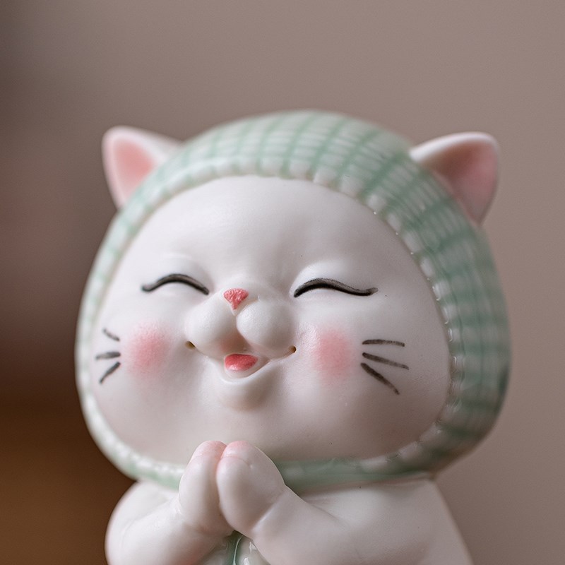 创意可爱小萌猫茶宠摆件精品高档茶桌面茶盘装饰品小摆设茶道茶玩