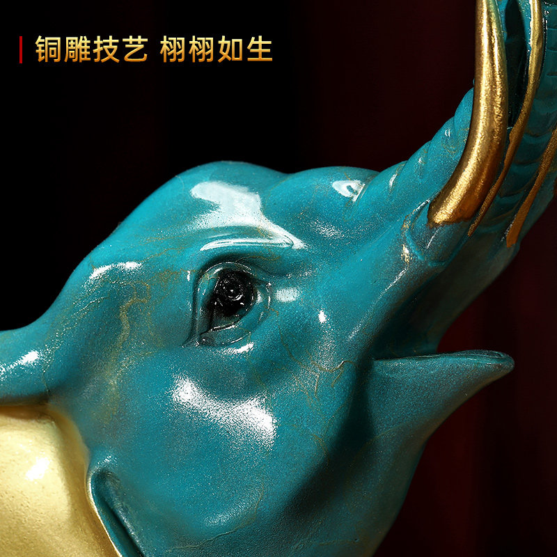 吉祥如意铜大象摆件一对玄关客厅高端大气上档次装饰乔迁开业礼品